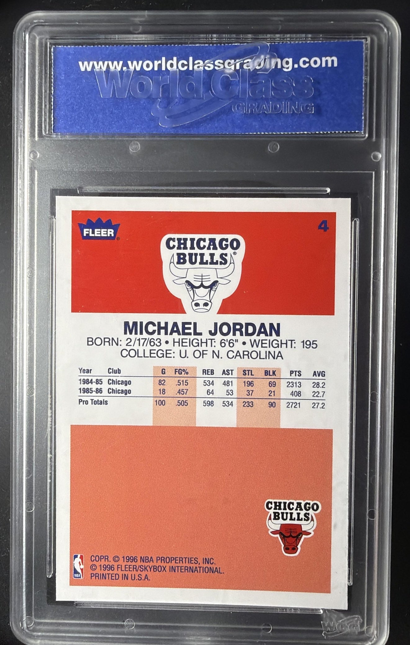 1996-97 Fleer Michael Jordan #4 Decade of Excellence WCG 10