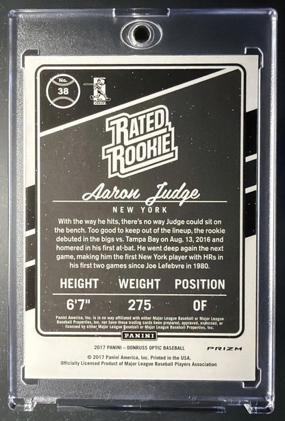 2017 Panini Donruss Optic Aaron Judge #38 RC Holo Rated Rookie