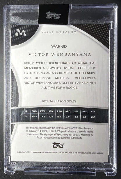 2023-24 Topps Mercury Victor Wembanyama #WAR-3 Rookie Patch Auto 13/35 1000PT Game