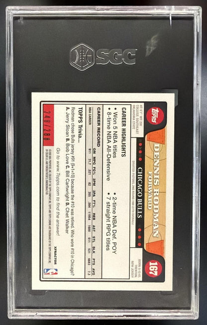 2008-09 Topps Chrome Dennis Rodman #167 X Fractors 248/288 SGC 9