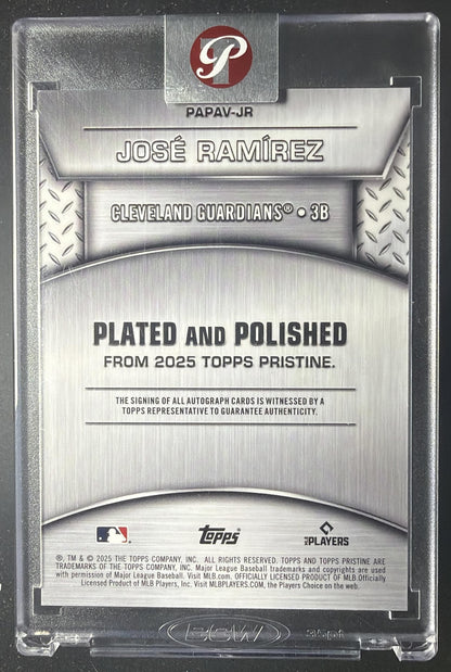 2025 Topps Pristine Jose Ramirez #PAPAV-JR Plated And Polished Auto Blue Refractor /75