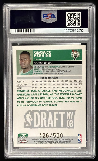 2003-04 Topps Chrome Kendrick Perkins Black Refractor /500 PSA 10 POP 1