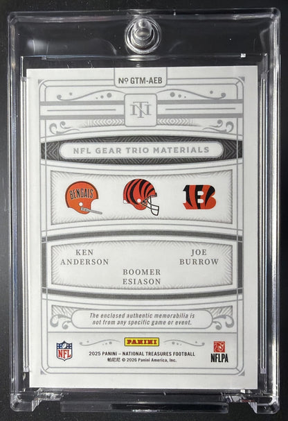 2025 Panini National Treasures Anderson Burrow Esiason #21 Gold 10/10 Triple Patch