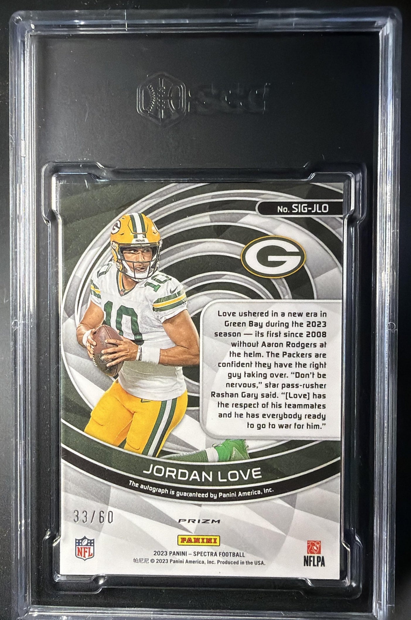 2023 Panini Spectra Jordan Love #SIG-JLO Signatures Hyper 33/60 Auto SGC 10