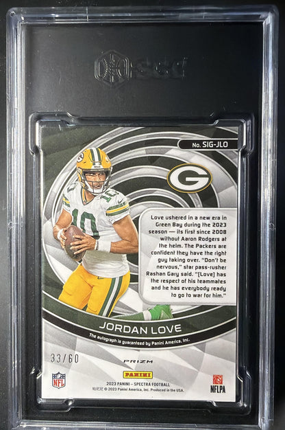 2023 Panini Spectra Jordan Love #SIG-JLO Signatures Hyper 33/60 Auto SGC 10