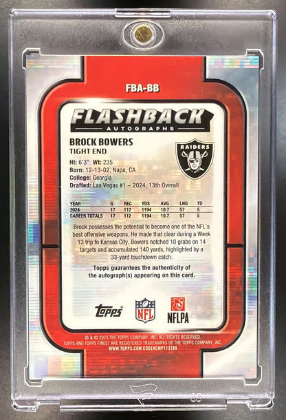 2025 Topps Finest Brock Bowers #FBA-BB Flashback Auto Orange Geometric Refractor /25