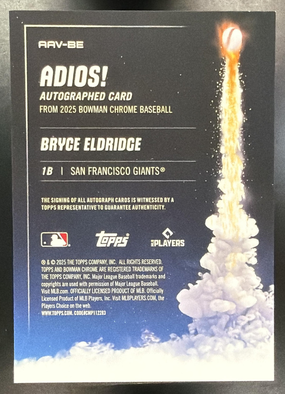 2025 Bowman Chrome Bryce Eldridge #AAV-BE ADIOS! Auto /99