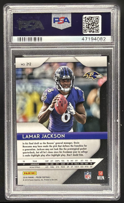 2018 Panini Prizm Lamar Jackson #212 RC PSA 9
