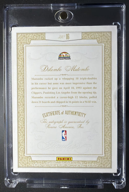 2012-13 Panini Flawless Dikembe Mutombo #16 Memorable Marks /20 Auto
