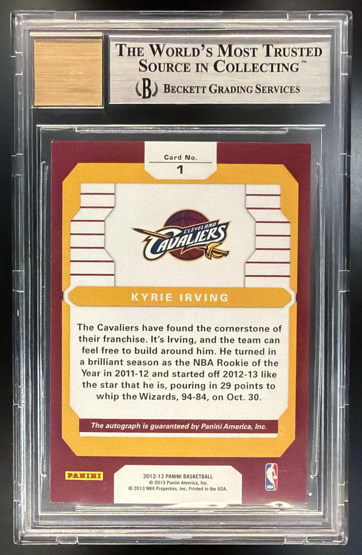 2012-13 Panini Kyrie Irving #1 Rookie Signatures RC Auto BGS 9