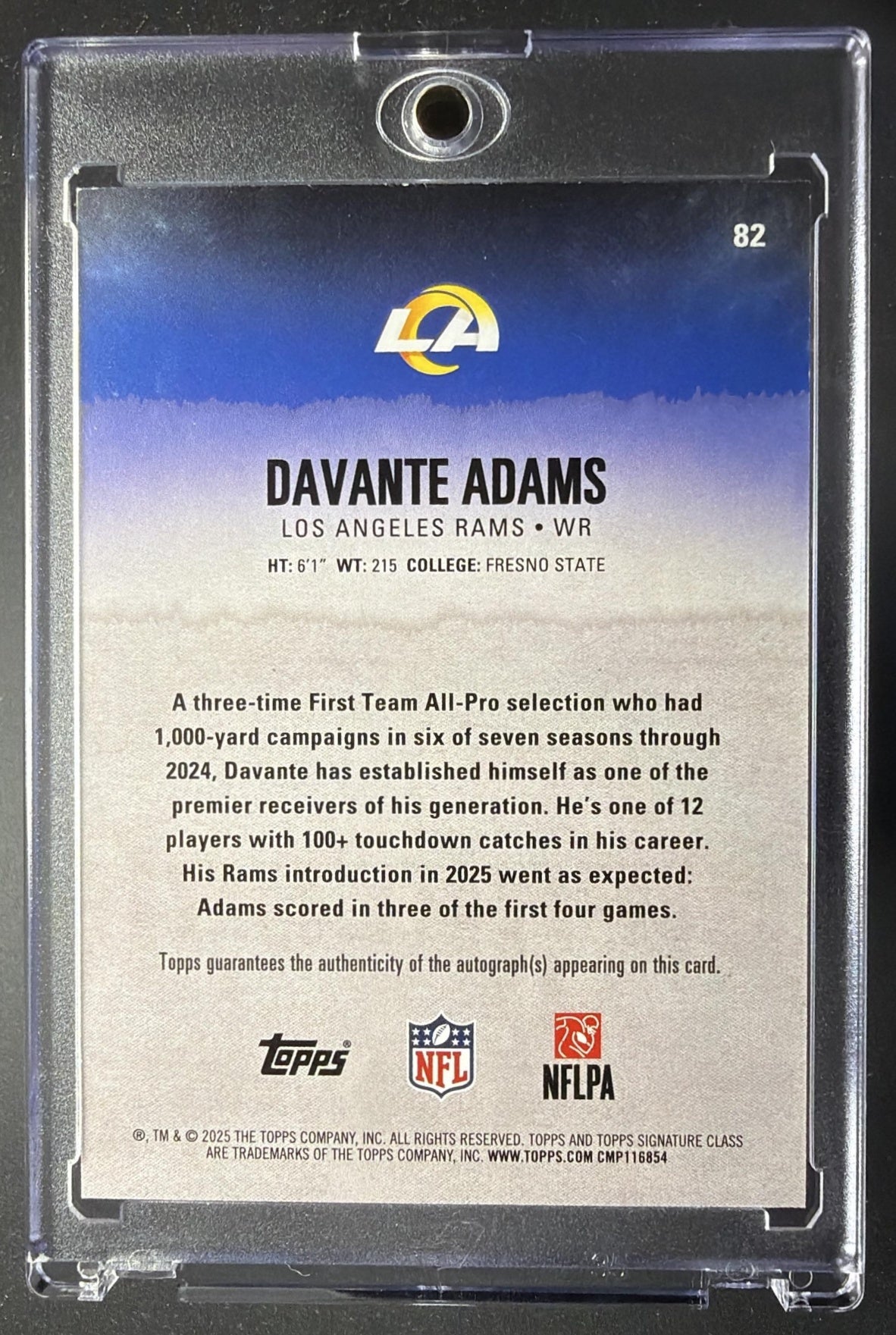 2025 Topps Signature Class Davante Adams #82 Veteran Auto Purple /100