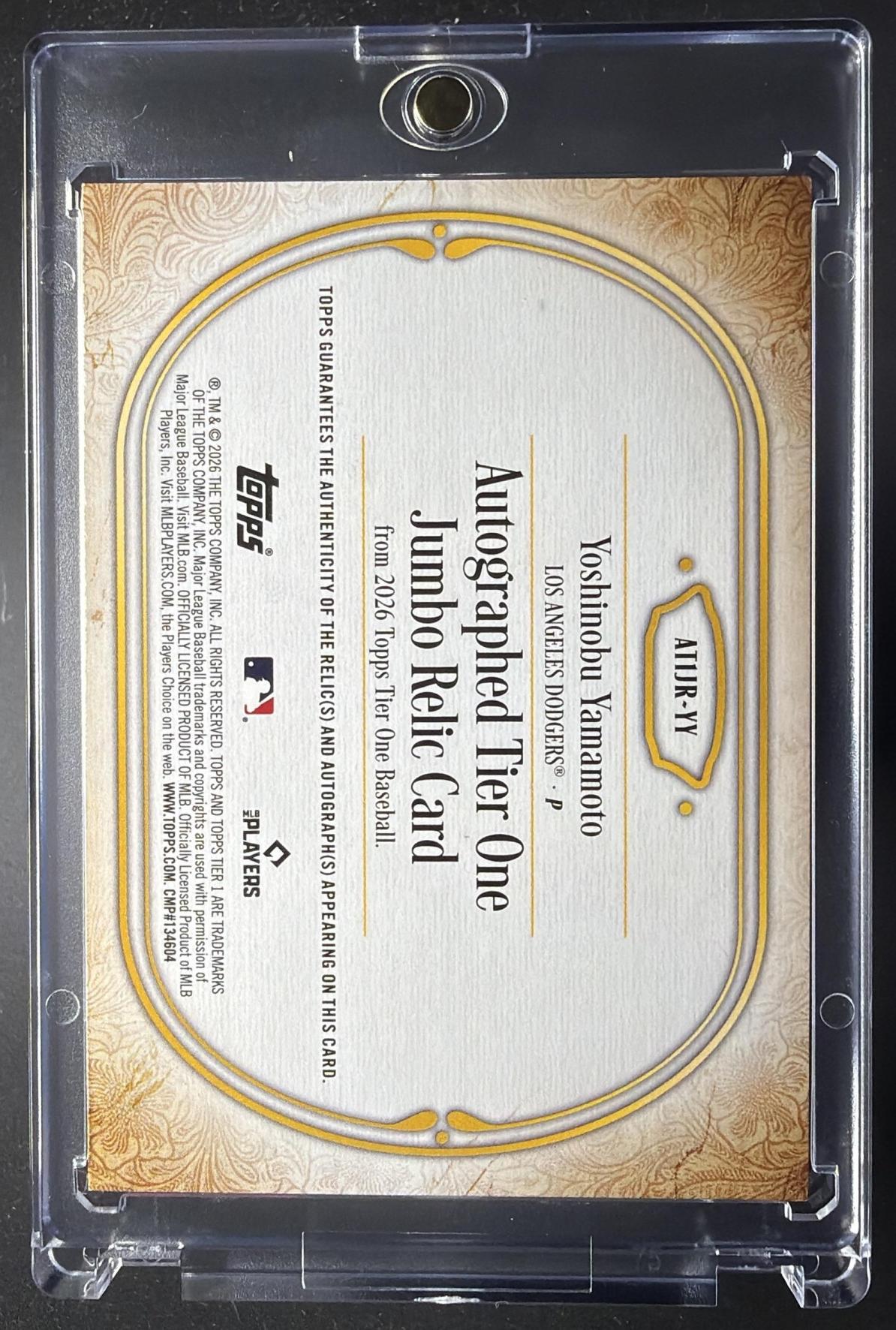 2026 Topps Tier One Yoshinobu Yamamoto #AT1JR-YY Auto Patch 124/199