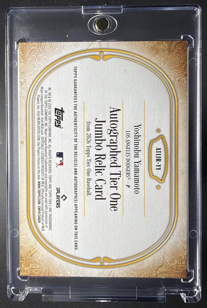 2026 Topps Tier One Yoshinobu Yamamoto #AT1JR-YY Auto Patch 124/199