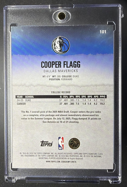 2025-26 Topps Signature Class Cooper Flagg #101 Rookie Magenta Foil /250 RC