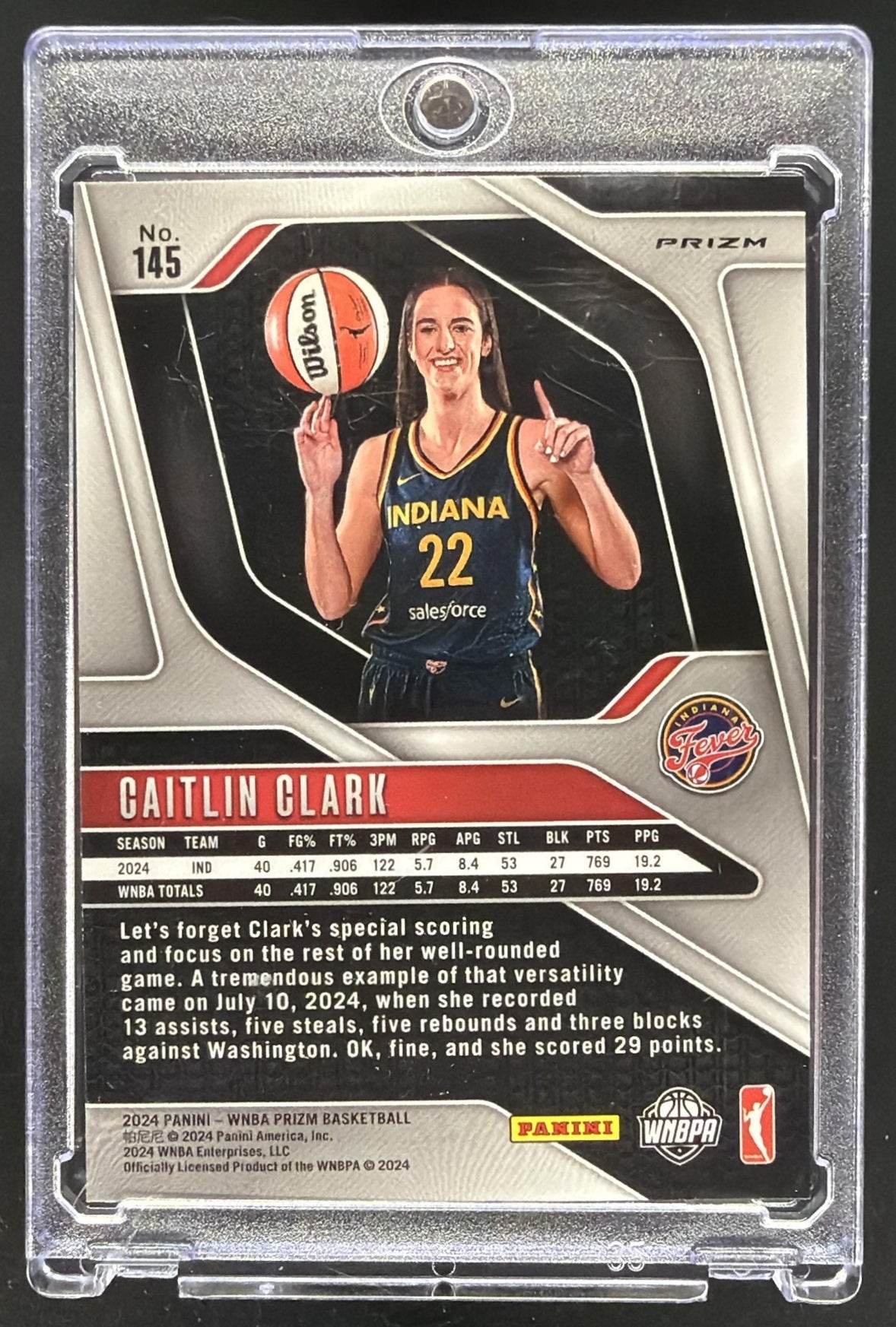 2024 Panini WNBA Prizm Caitlin Clark #145 Ice RC