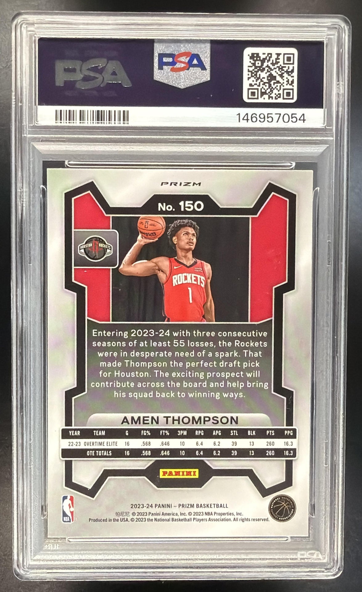 2023-24 Panini Prizm Amen Thompson #150 Prizms Red White and Blue RC PSA 10