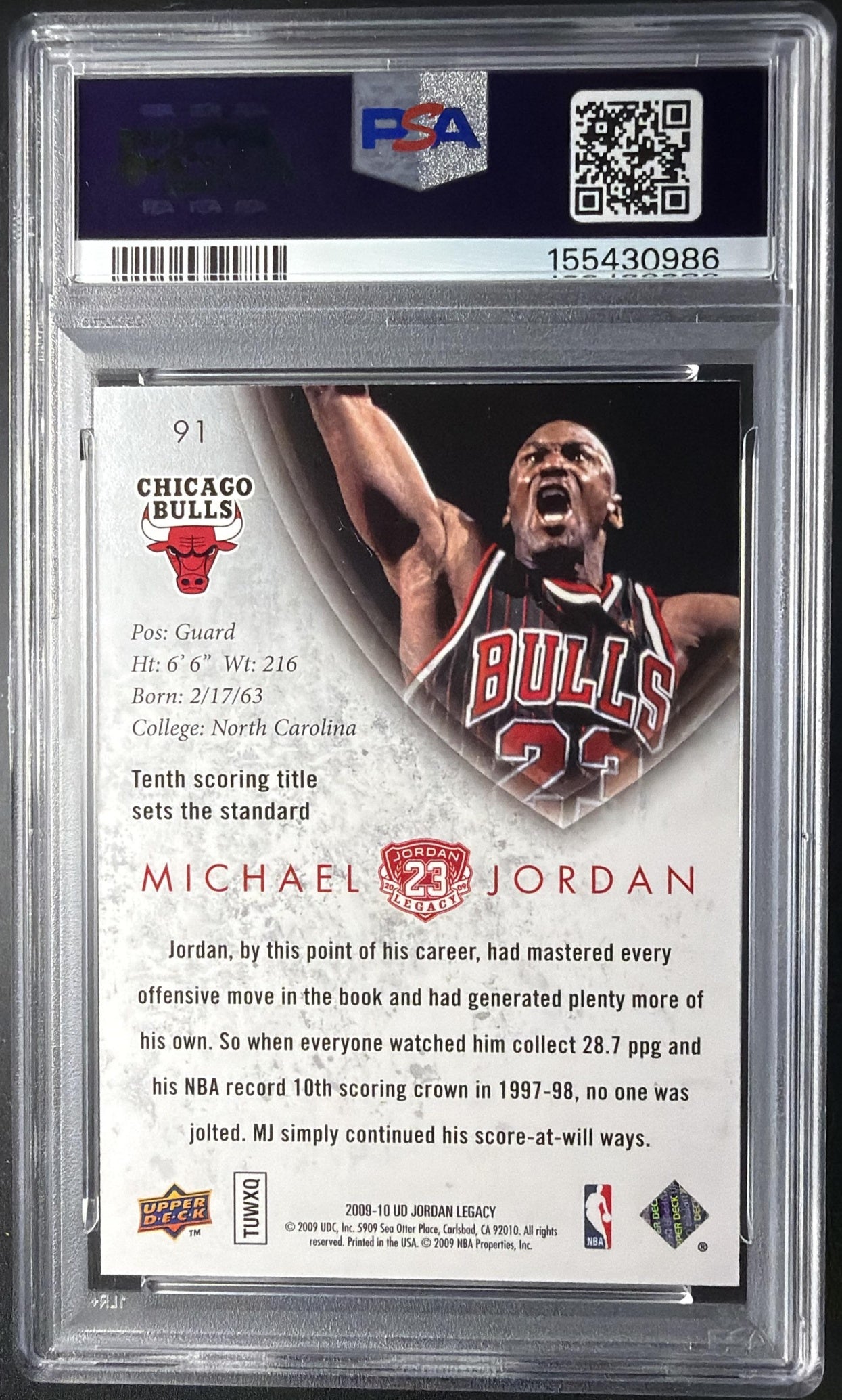 2009 Upper Deck Michael Jordan Legacy Collection Hall of Fame Edition #91 PSA 10