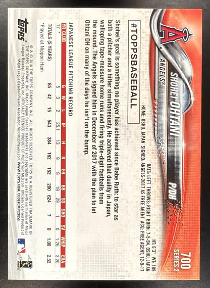 2018 Topps Shohei Ohtani #700 RC Series 2