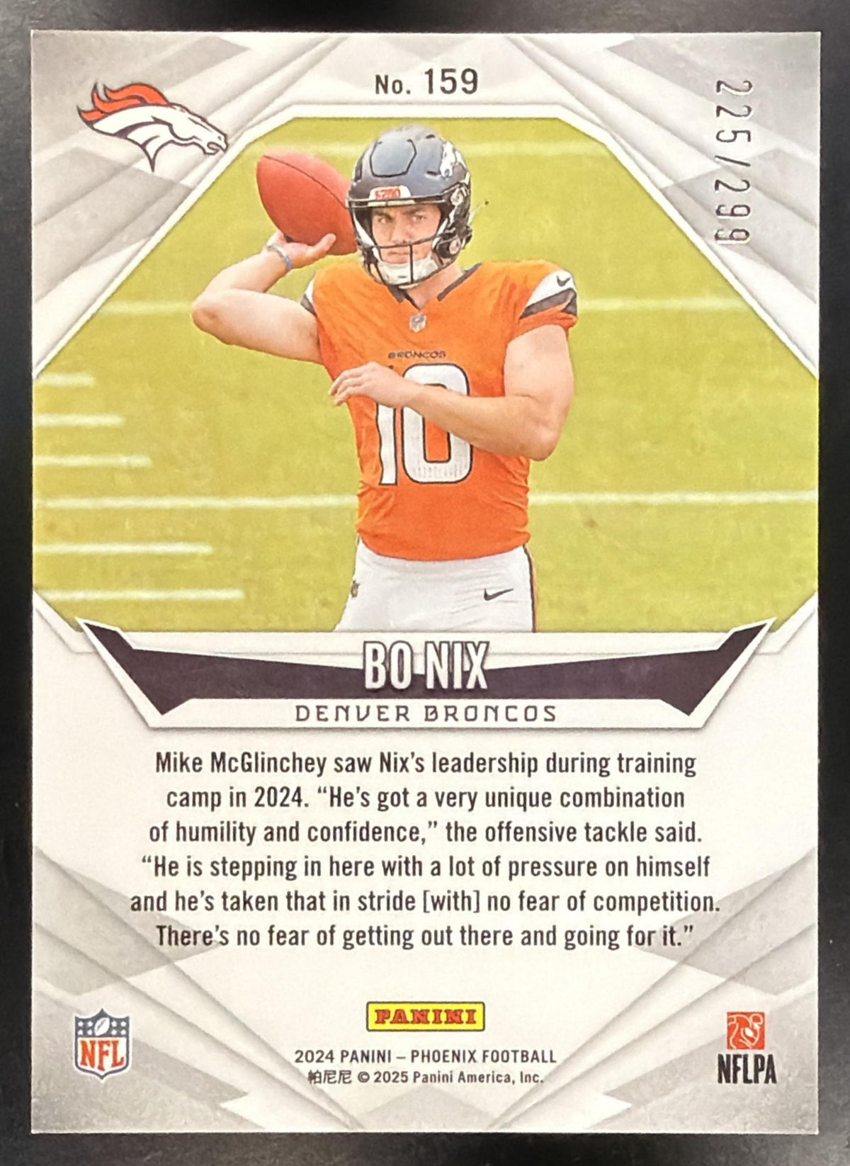 2024 Panini Phoenix Bo Nix #159 Team Logos 225/299 RC