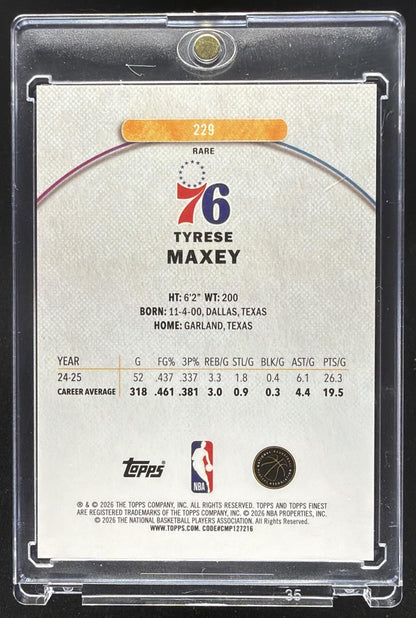 2025-26 Topps Finest Tyrese Maxey #229 Rare