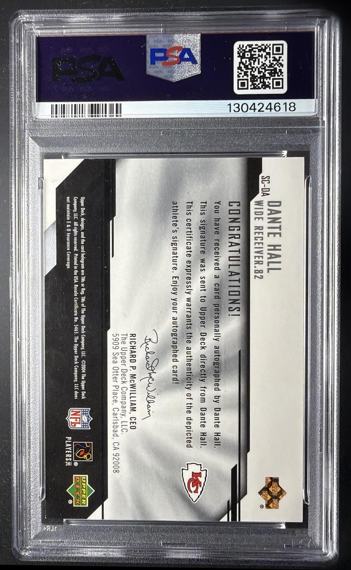 2004 Upper Deck Diamond Pro Sigs Dante Hall #SC-DA Platinum /10 Auto PSA 9