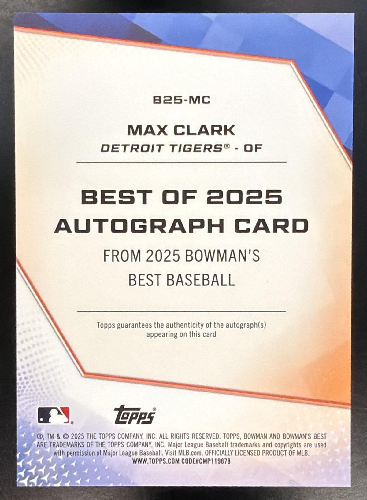 2025 Bowman's Best Max Clark #B25-MC Best of Auto