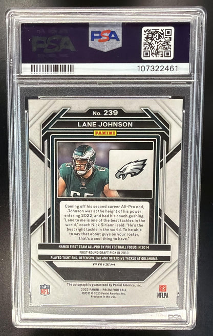 2022 Panini Prizm Lane Johnson #239 Auto Silver PSA 10