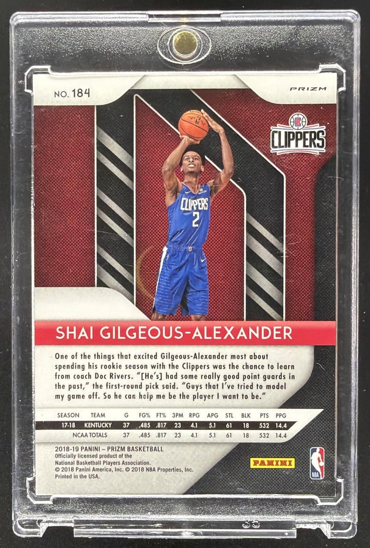 2018-19 Panini Prizm Shai Gilgeous-Alexander #184 RC Red White Blue