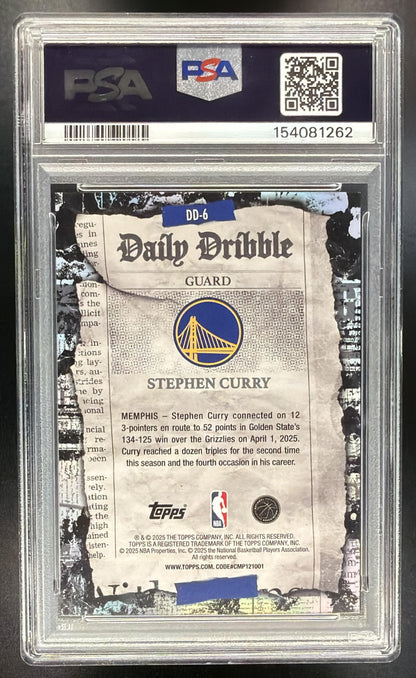 2025-26 Topps Stephen Curry #DD-6 The Daily Dribble Red Rainbow 4/5 PSA 8
