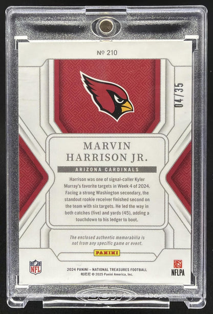 2025 Panini National Treasures Marvin Harrison Jr. #1 Rookie Patch Silver 4/35