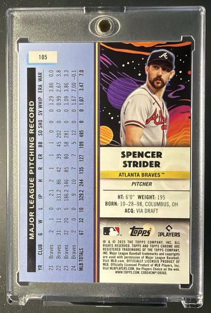 2025 Topps Cosmic Chrome Spencer Strider Red Refractor 6/10