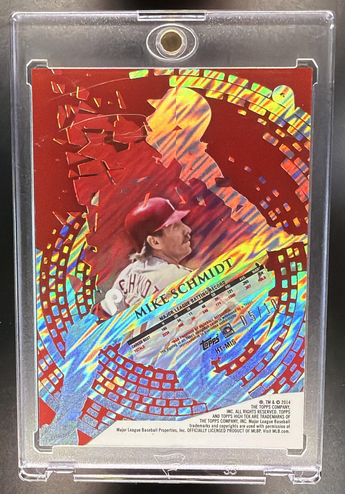 2014 Topps High Tek Mike Schmidt #HT-MIS Auto Red Storm Diffractor 5/10