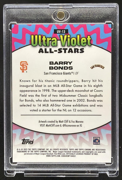 2025 Topps Chrome Barry Bonds #UV-13 Ultraviolet All-Stars