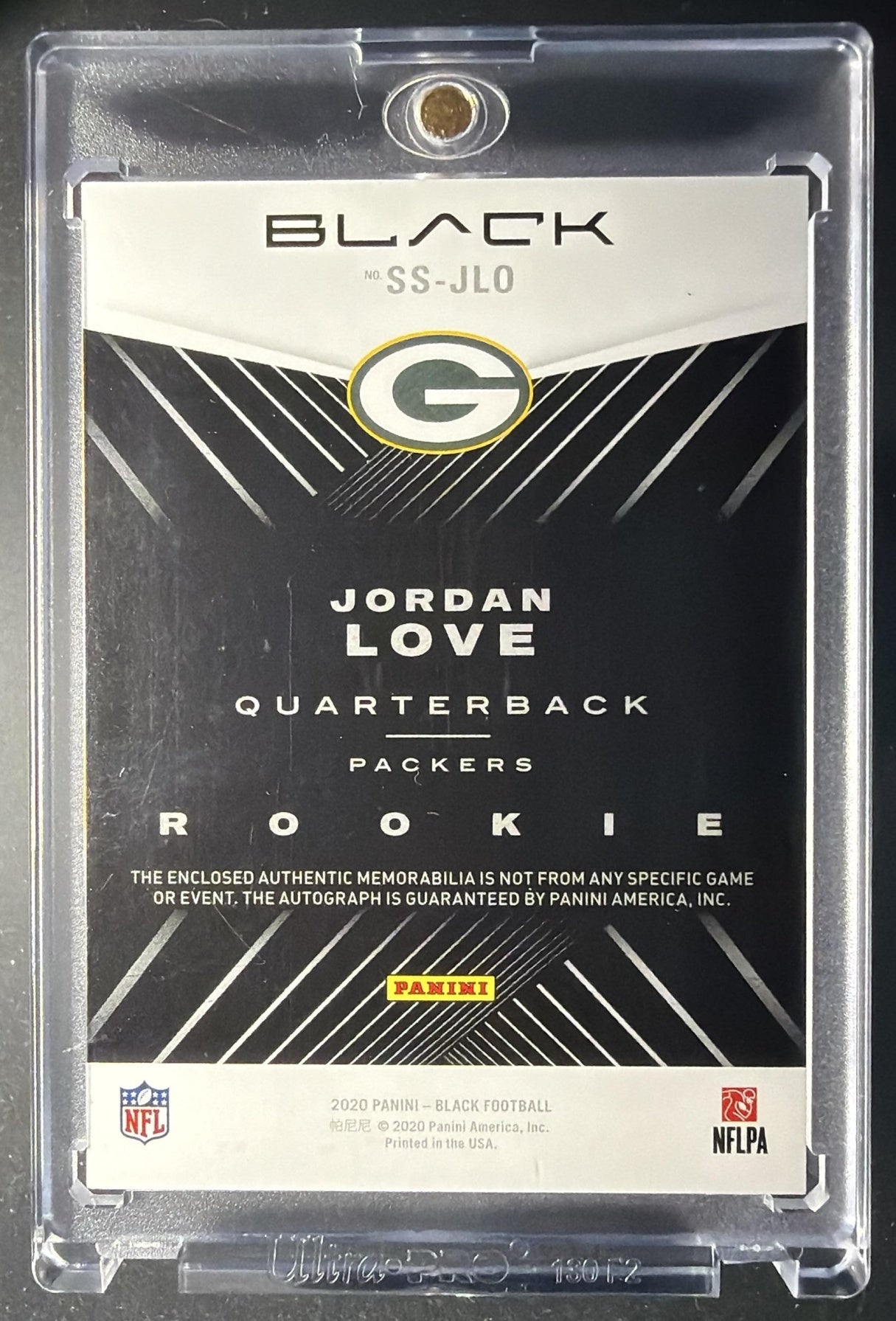 2020 Panini Black Jordan Love #SS-JLO Sizeable Signatures Rookie Patch Ruby /12 RC Auto