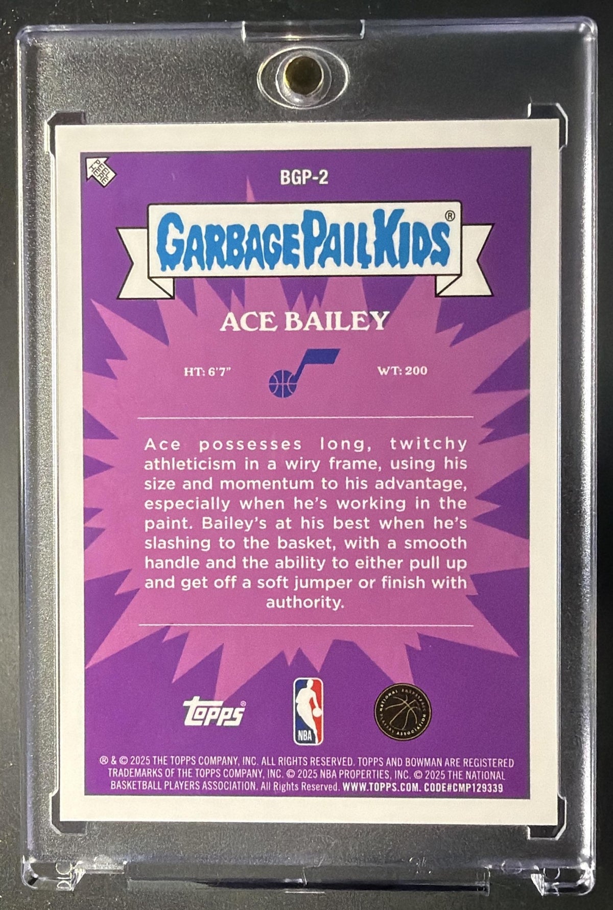 2025-26 Bowman Ace Bailey #BGP-2 Garbage Pail Kids GPK RC SSP