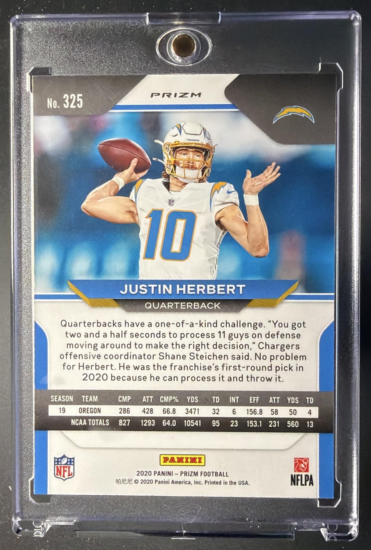 2020 Panini Prizm Justin Herbert #325 Red Ice RC