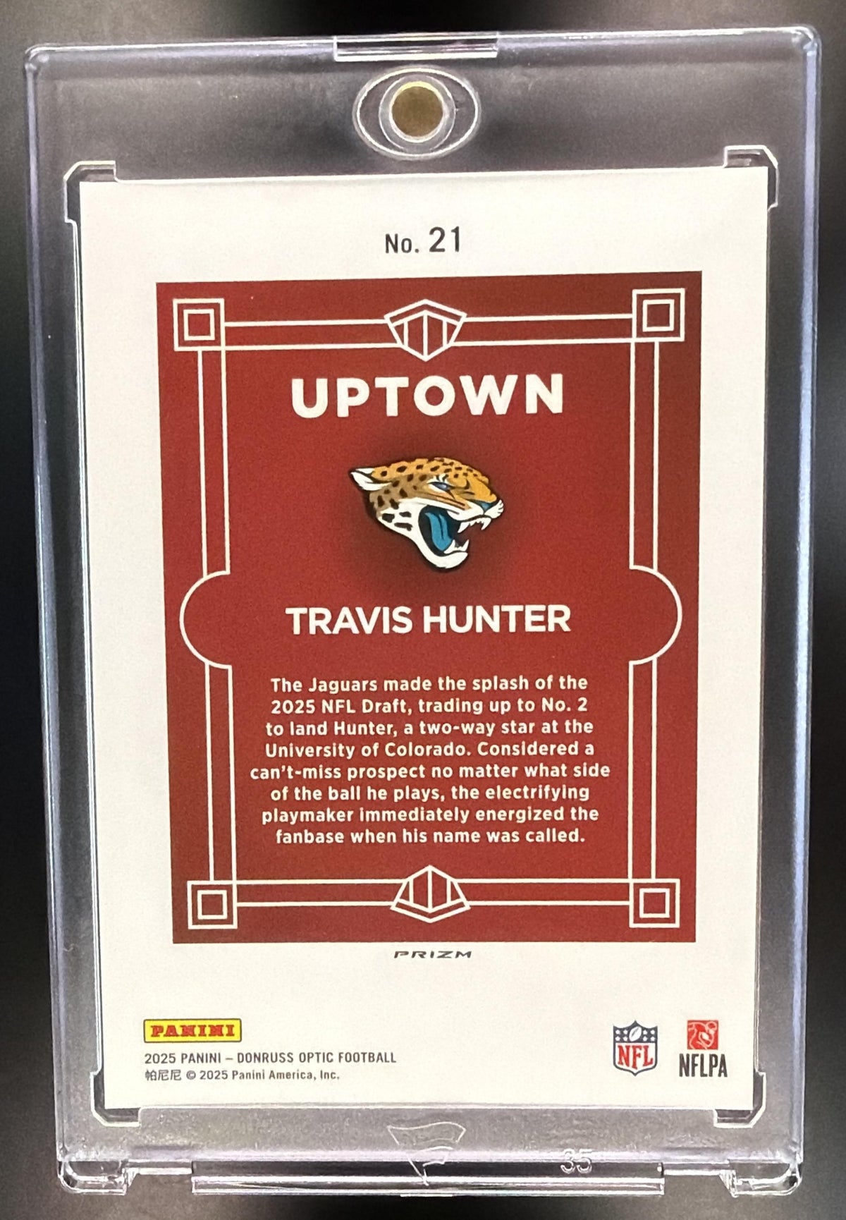 2025 Panini Donruss Optic Travis Hunter #21 Uptown RC SSP