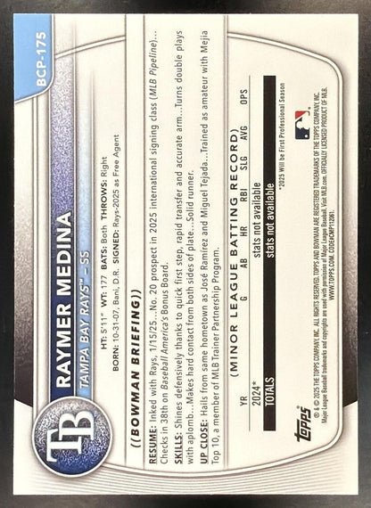 2025 Bowman Chrome Raymer Medina #BCP-175 Popcorn Refractor 1st Prospect