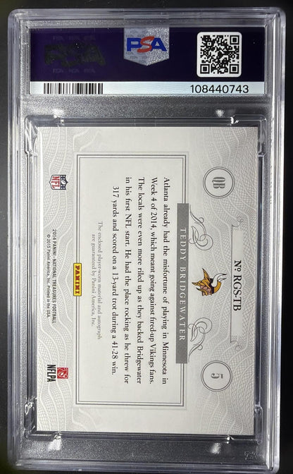 2014 Panini National Treasures Teddy Bridgewater #MS-TE Material Signatures Patch Auto PSA 9