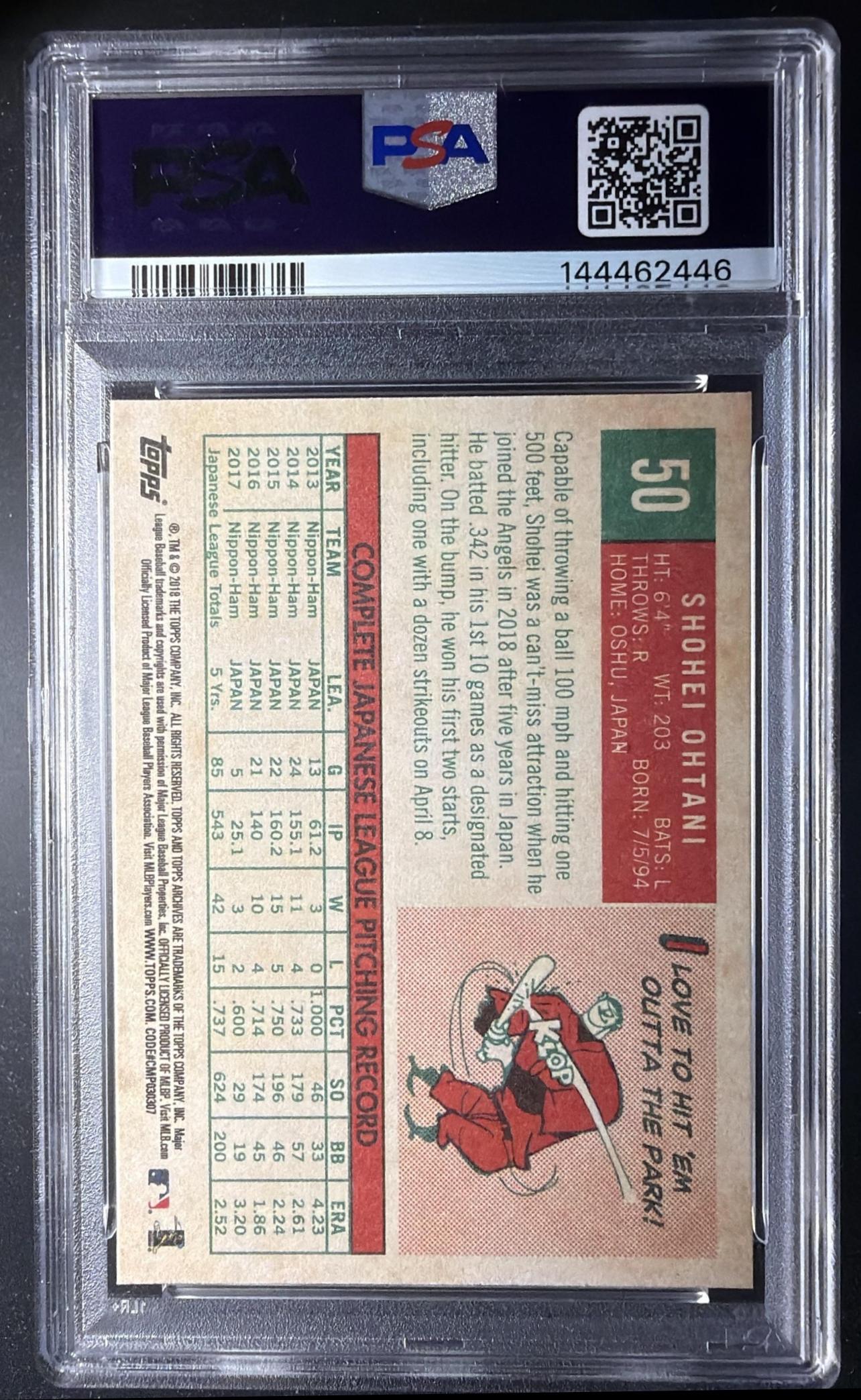 2018 Topps Archives Shohei Ohtani #50 RC PSA 10