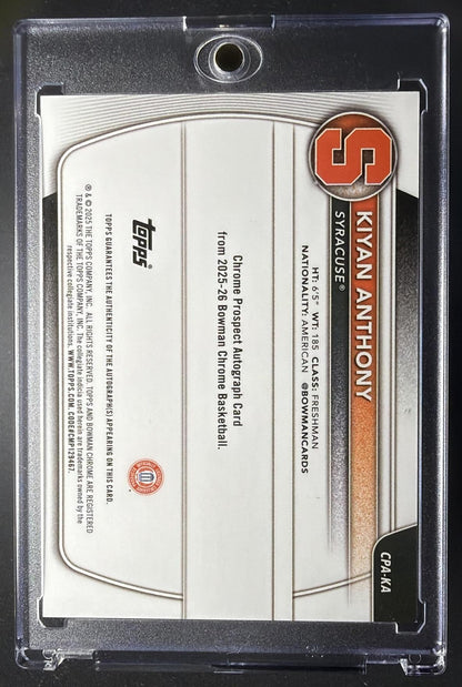 2025 Bowman Kiyan Anthony #CPA-KA Chrome Auto True Blue Refractor /150
