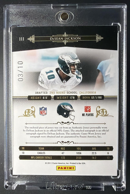 2011 Panini National Treasures DeSean Jackson Patch Auto /10