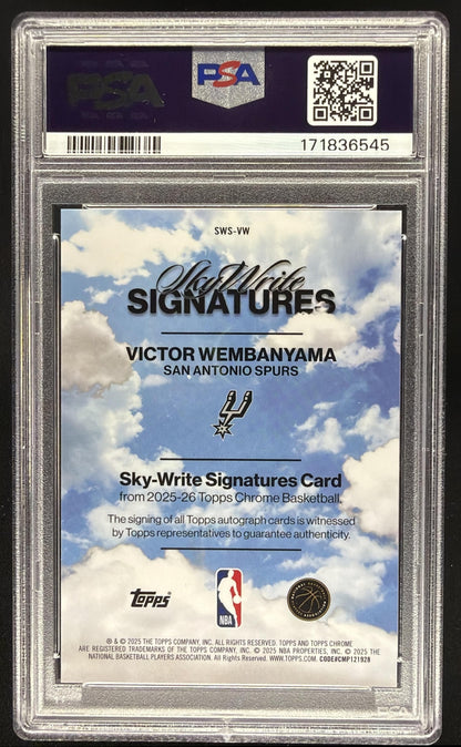 2025 Topps Chrome Victor Wembanyama #SWS-VW SkyWrite Blue /150 Auto PSA 10