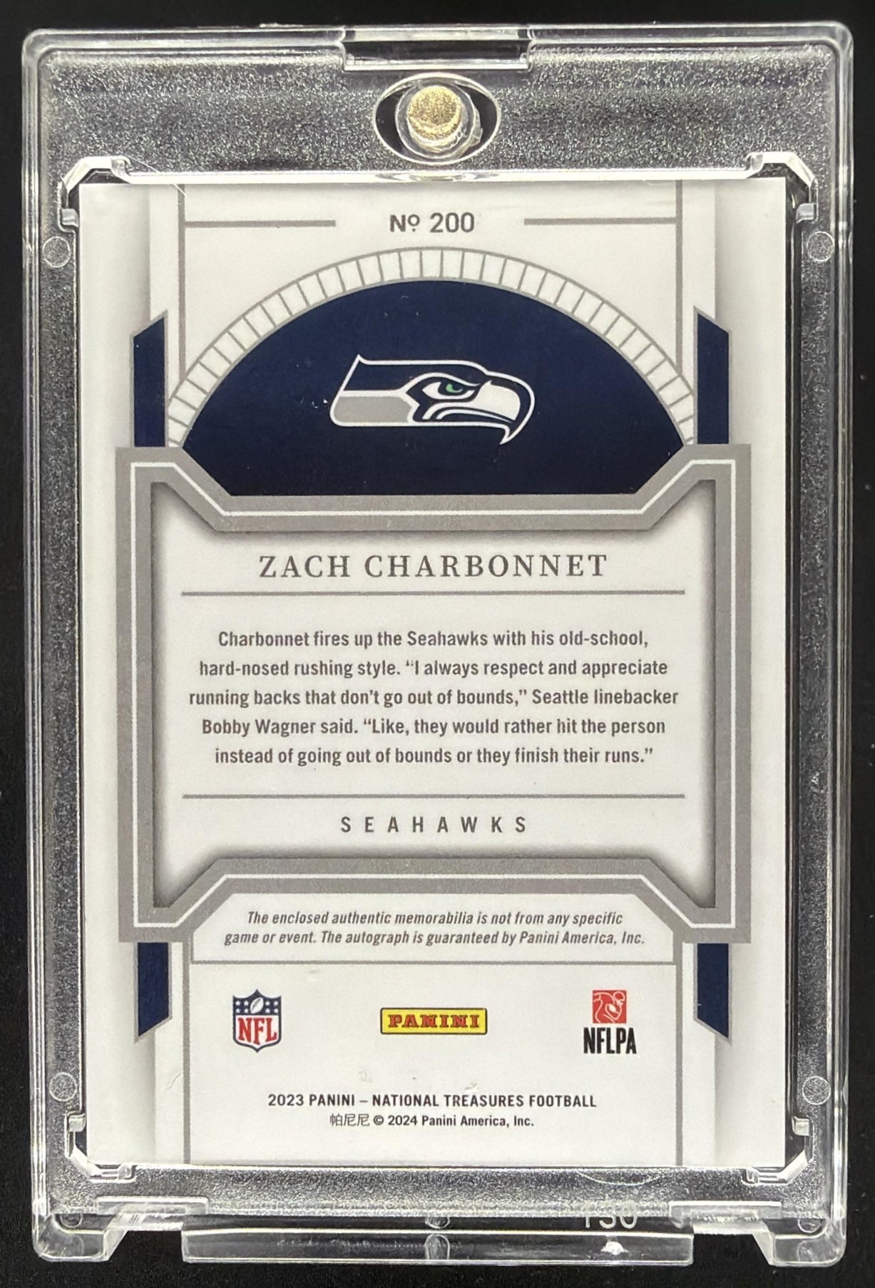 2024 Panini National Treasures Zach Charbonnet Stars And Stripes Rc Patch Auto /25