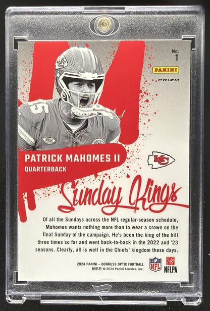 2024 Panini Donruss Optic Patrick Mahomes II #1 Sunday Kings