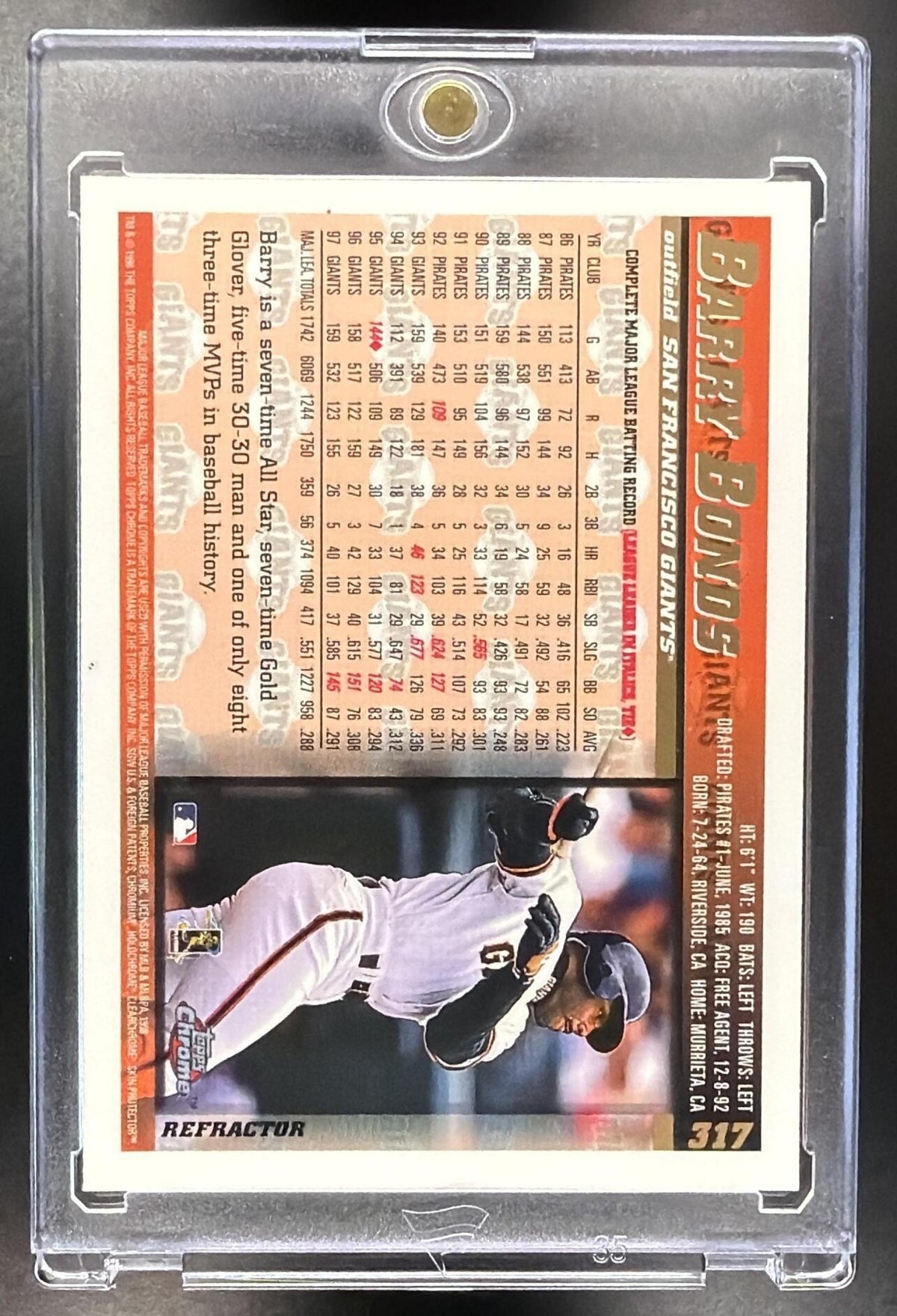 1998 Topps Chrome Barry Bonds #317 Refractor