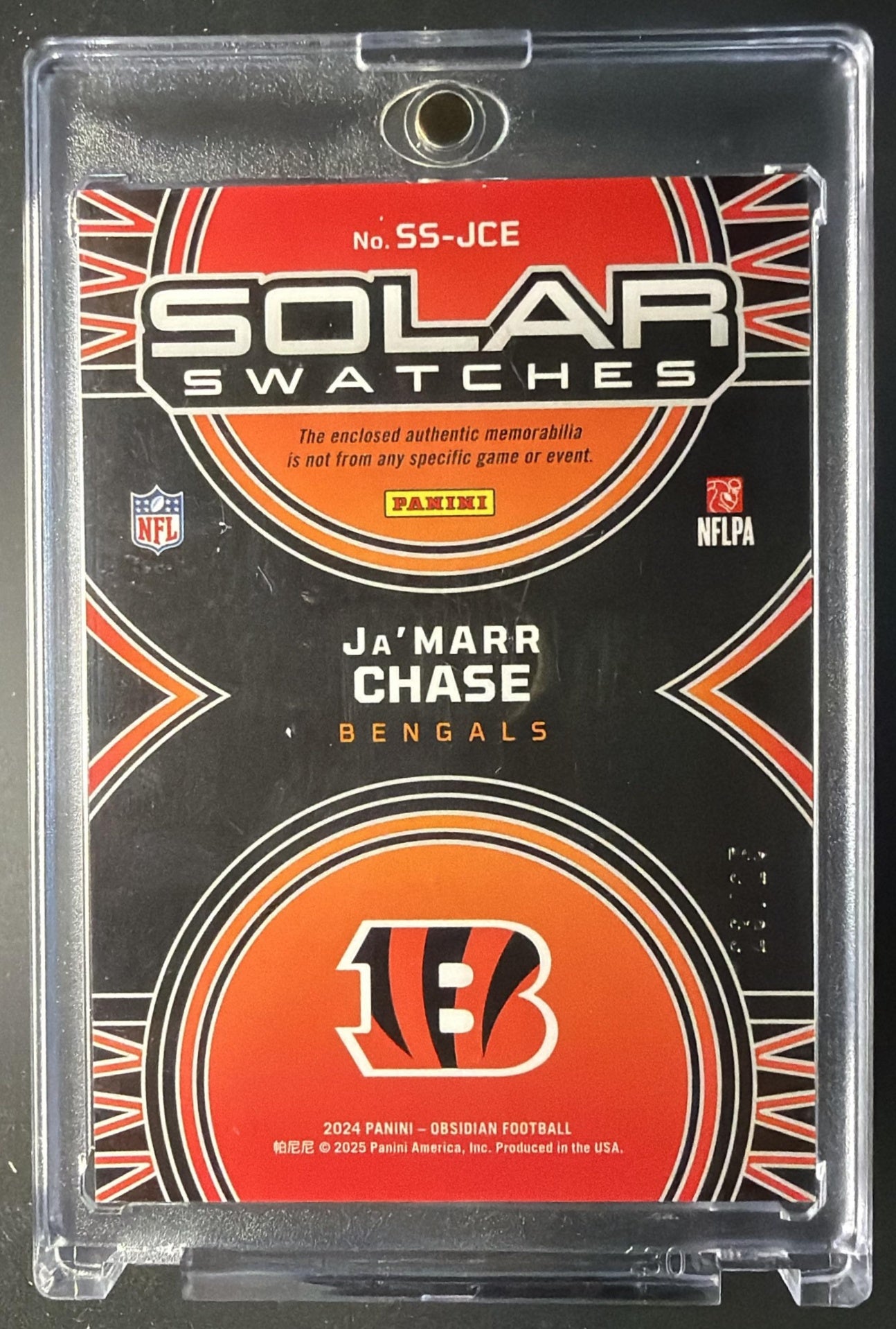 2024 Panini Obsidian Ja'Marr Chase #SS-JCE Solar Swatches Patch /25