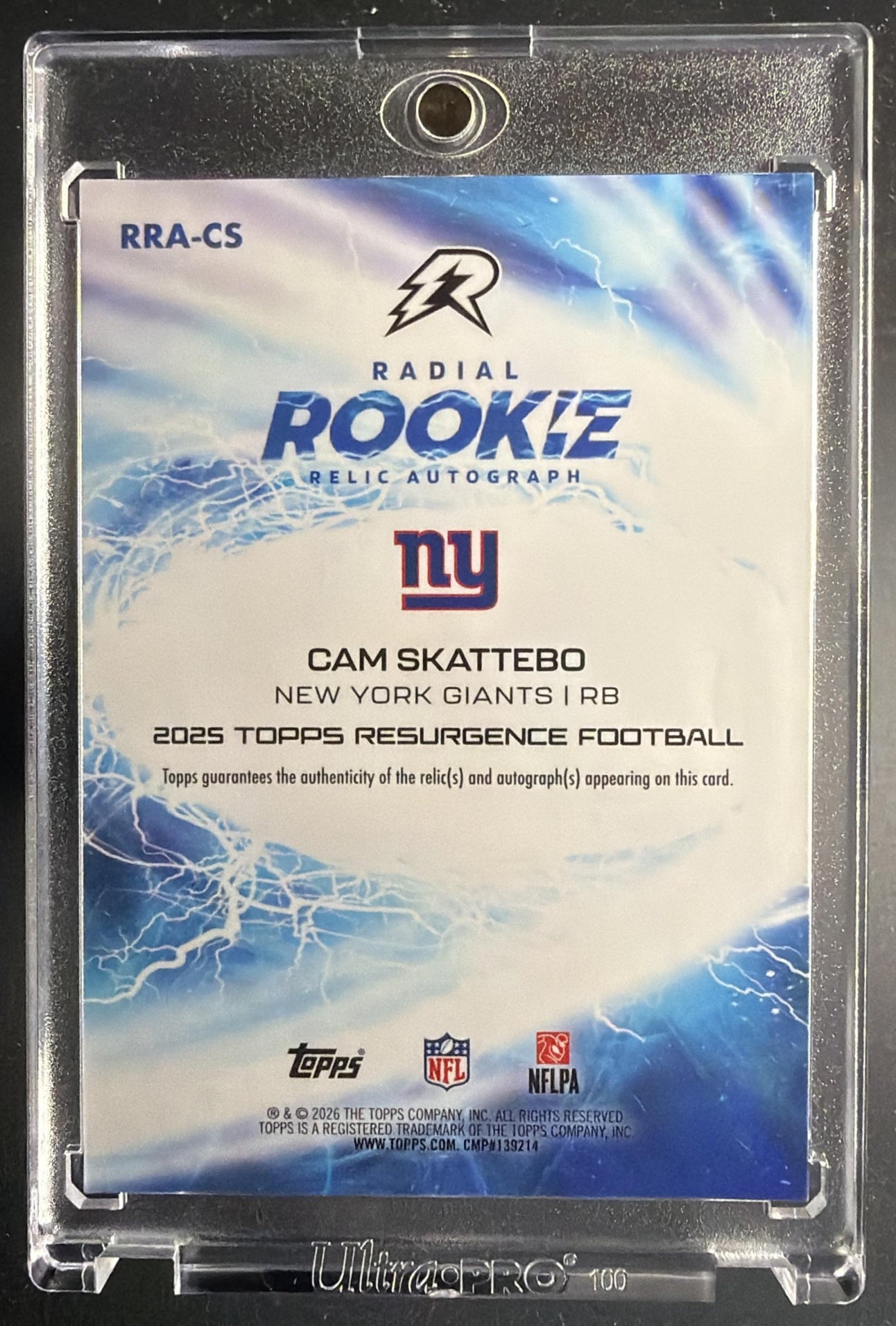 2025 Topps Resurgence Cam Skattebo #RRA-CS Rookie Auto Gold Power Surge Refractor /50 RC