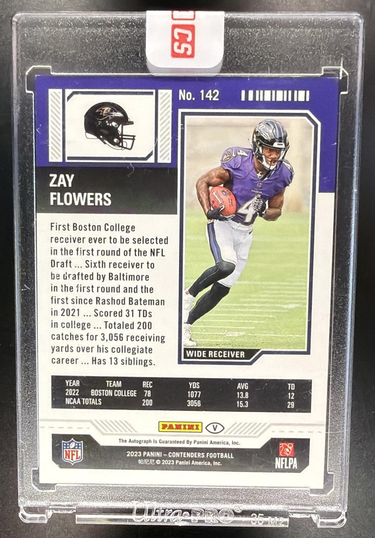 2023 Panini Contenders Zay Flowers #142 Playoff Ticket 87/149 Auto RC