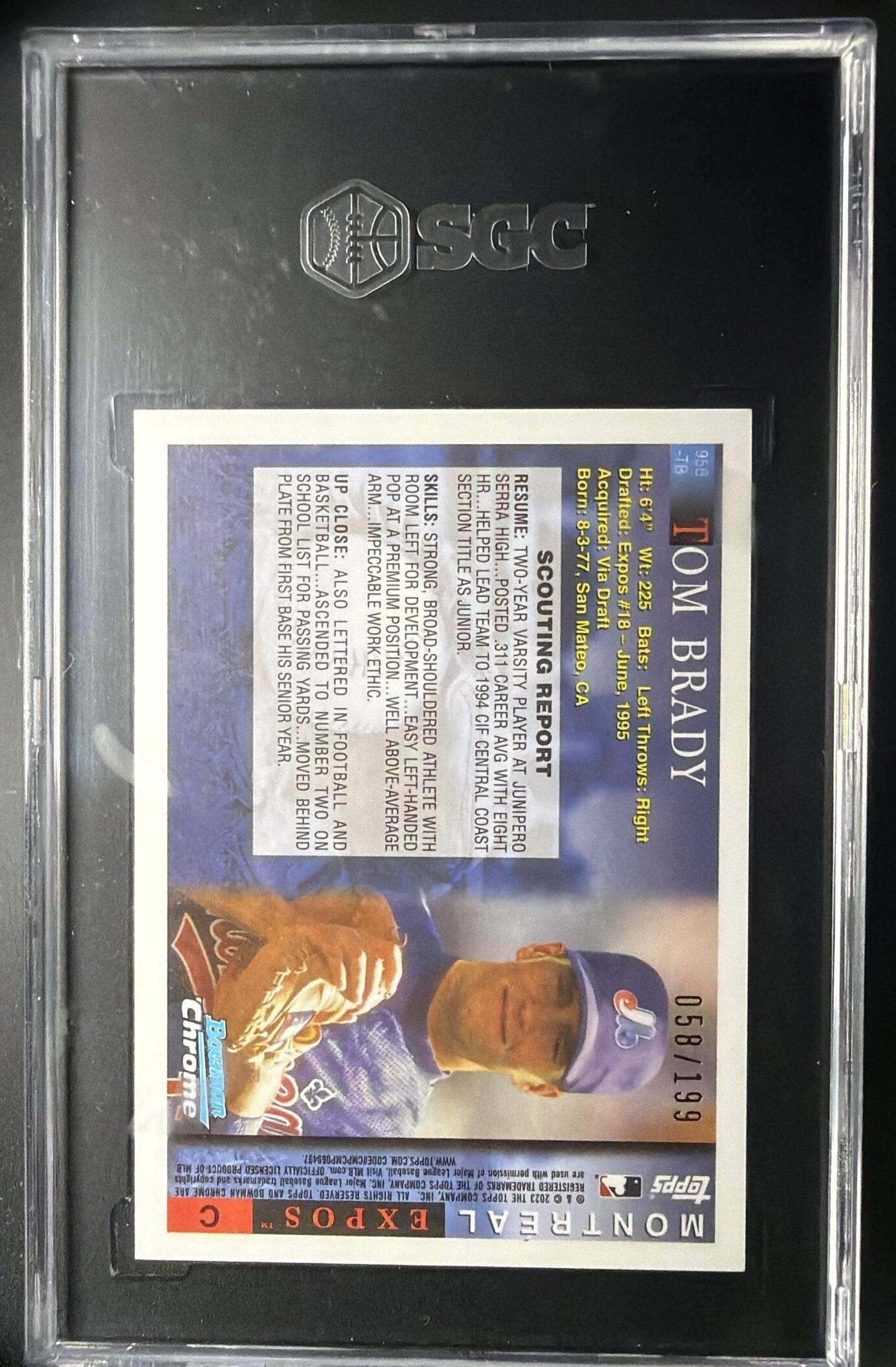 2023 Bowman Draft Tom Brady #95B-TB 1995 Dream Picks Aqua Lava Refractor /199 SGC 9